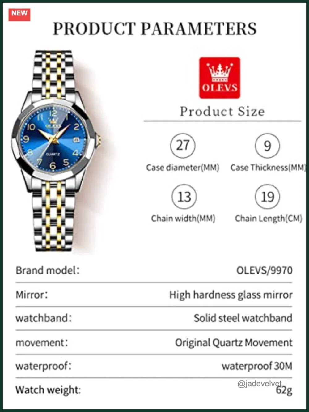 Women's Dress Watch Analog Quartz Stainless Steel Waterproof Luminous Day Date